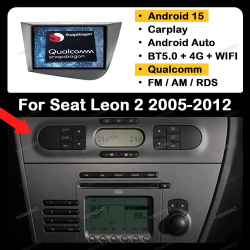 Android 15 カーラジオセアト · レオン 2 MK2 2005 - 2012 GPS ナビマルチメディアビデオプレーヤー 2DIN QLED 4G LTE 5G WIFI ヘッドユニット BT