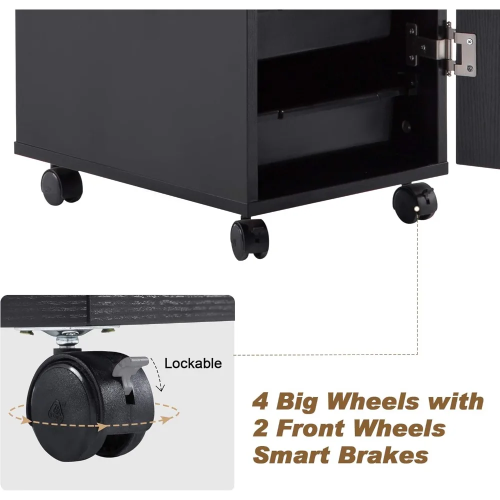 عربة تخزين لصالونات التجميل من BarberPub، حامل مجفف الشعر، معدات مصفف الشعر مع عجلات دوارة قابلة للقفل، درج (أسود)