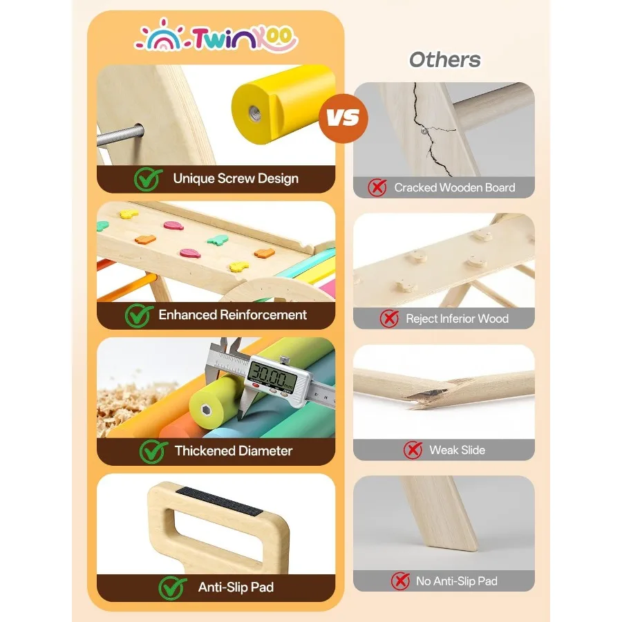 7 في 1 مجموعة مثلث بيكلر قابلة للطي طفل رضيع تسلق اللعب الصلبة خشبية مونتيسوري تسلق مجموعة متسلق الطفل لعب داخلي #2