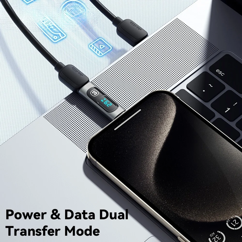PD to USB C 240W OTG Adapter Fast Charging with Digital Display 480Mbps Data Transfer OTG Connector for iPhone Macbook Samsung