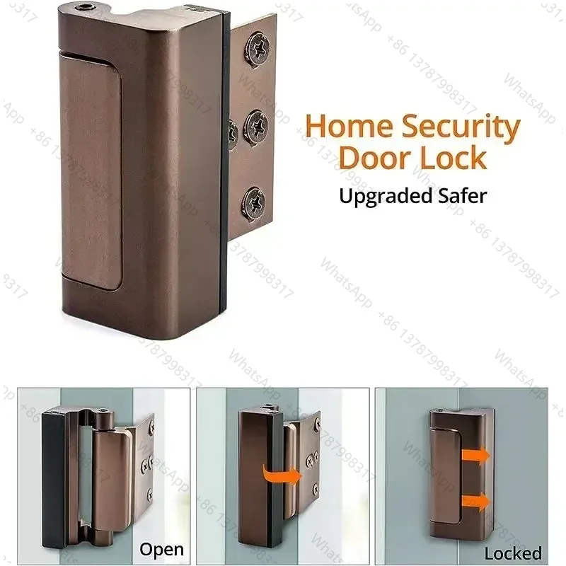Home Security Door Reinforcement Lock - Safety Bedroom Door Lock Withstand 800 lbs, Kids Safety Deadbolt Lock