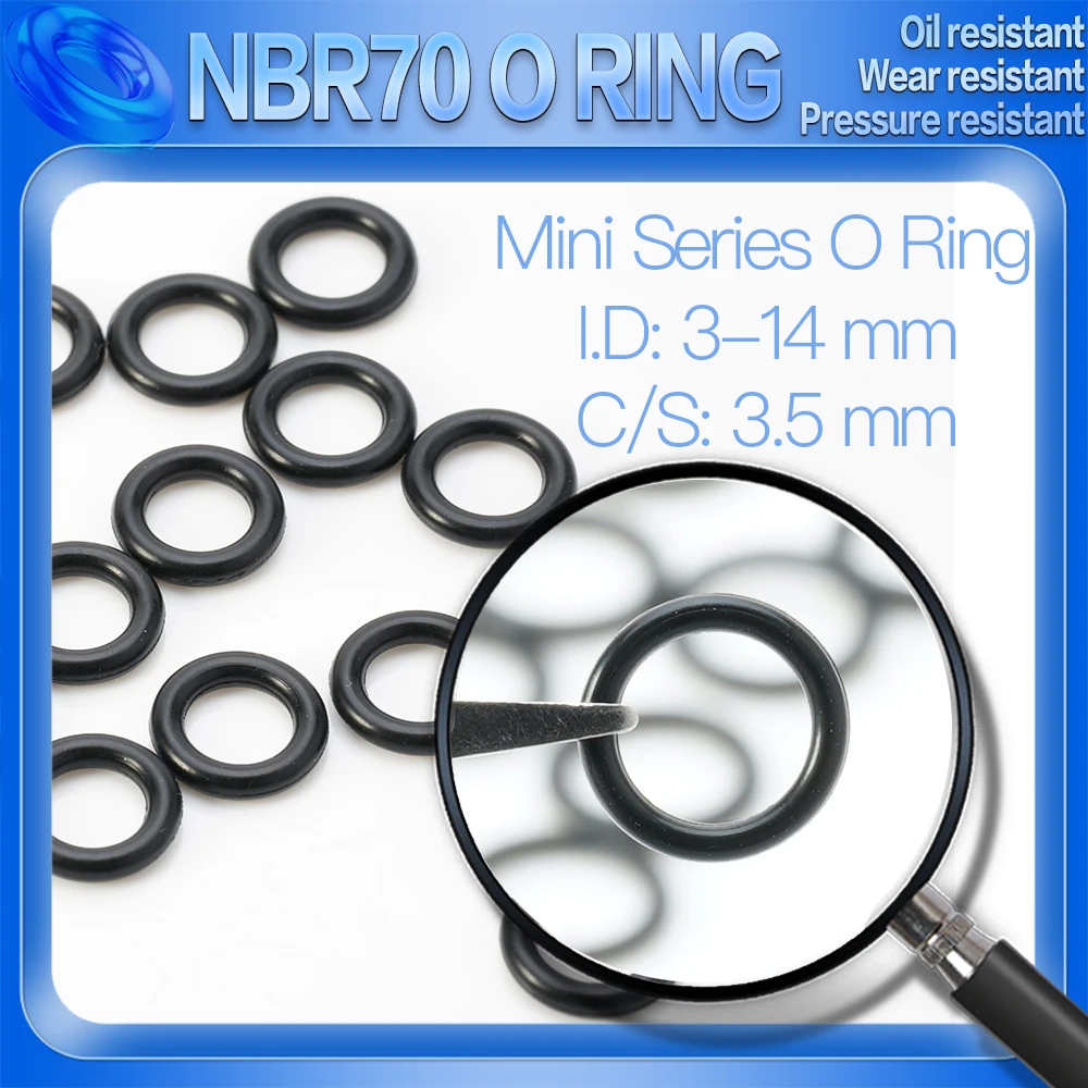 100PCS/Lot Nitrile Rubber Black NBR CS 3.5 MM ID 3/4/5/6/7/8/8.5/9/9.5/10/11/12/13/14 MM O Ring Gasket Oil Resistant Waterproof