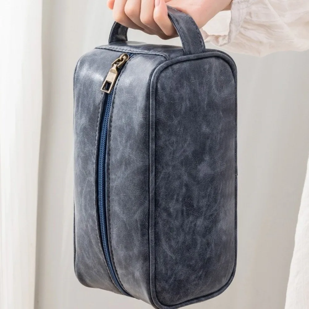 Bolsa de cosméticos informal de gran capacidad para hombre, bolsa de lavado de PU con cremallera impermeable, bolsa de maquillaje, bolsa de almacenamiento de artículos de tocador de estilo coreano para niñas