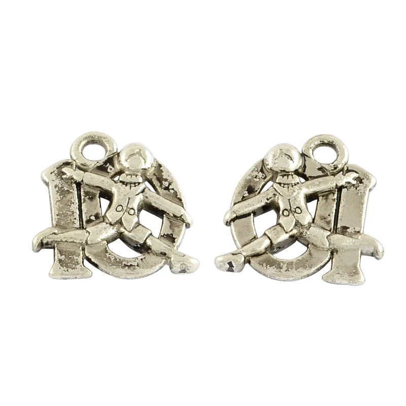 50 Pcs Style Alloy Number Pendants Number 10 with Human Pendant Accessory Silver Pendant for Women Jewelry DIY Necklace Bracelet