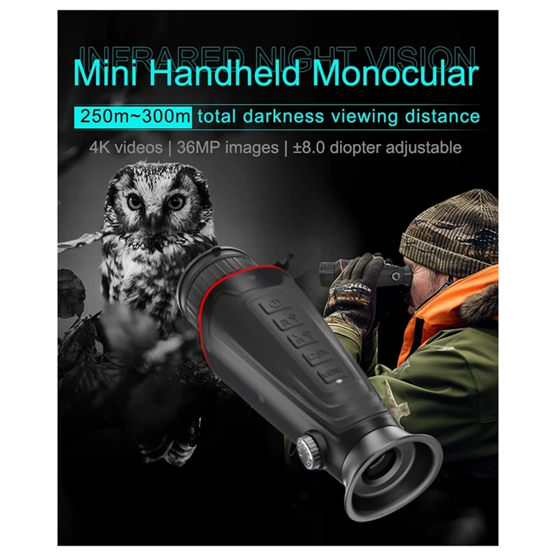 Новинка 4K HD портативный инфракрасный Монокуляр Регулируемый 36MP 8X цифровой зум цифровое ночное видение Охота ABS 1 комплект