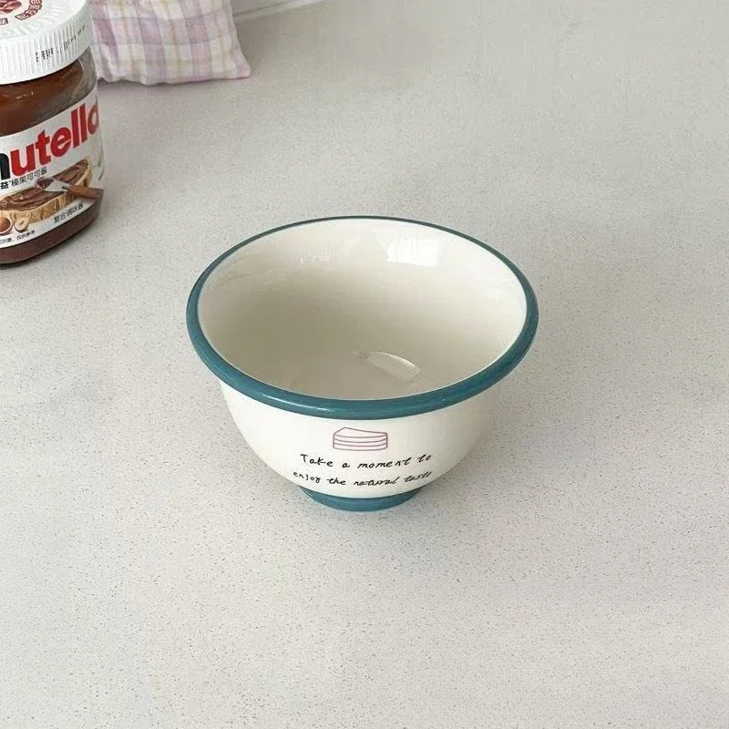 Korean Style Good Looking Rice Bowl Household High Aesthetic Value Cute Ceramic Tableware Dessert