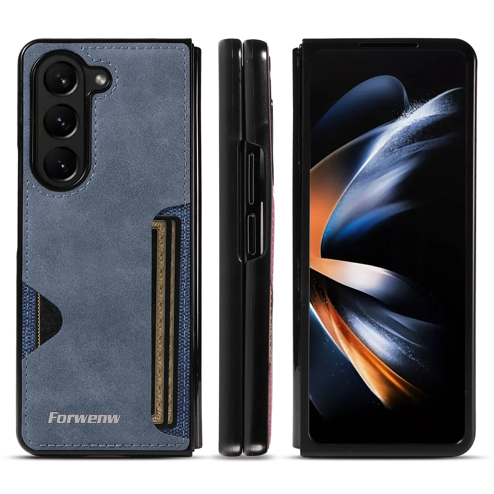 Cards Solt Wallet Leather Business Phone Case For Samsung Galaxy Z Fold 6 5 4 3 5G Fold6 Fold5 Full Protection Ultra Thin Cover