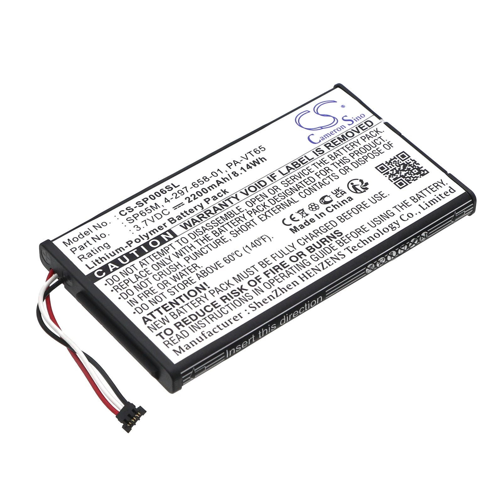 Cameron Sino Battery For Sony:PS Vita,PlayStation Vita,PCH-1006,PCH-1001,PCH-1101,PSV 1000,4-297-658-01,PA-VT65,SP65M,--2200mAh
