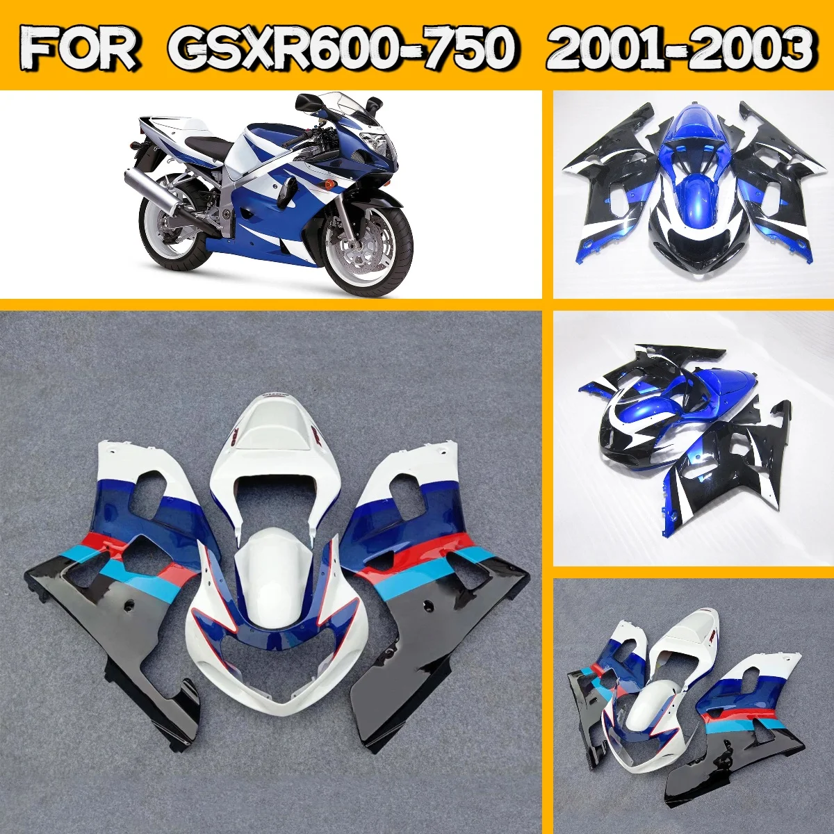 

For 2001 2002 2003 Suzuki GSXR600 GSXR750 Plastic Injection Fairings Unique Style Custom 01 02 03 GSXR 600 750 Fairing Set