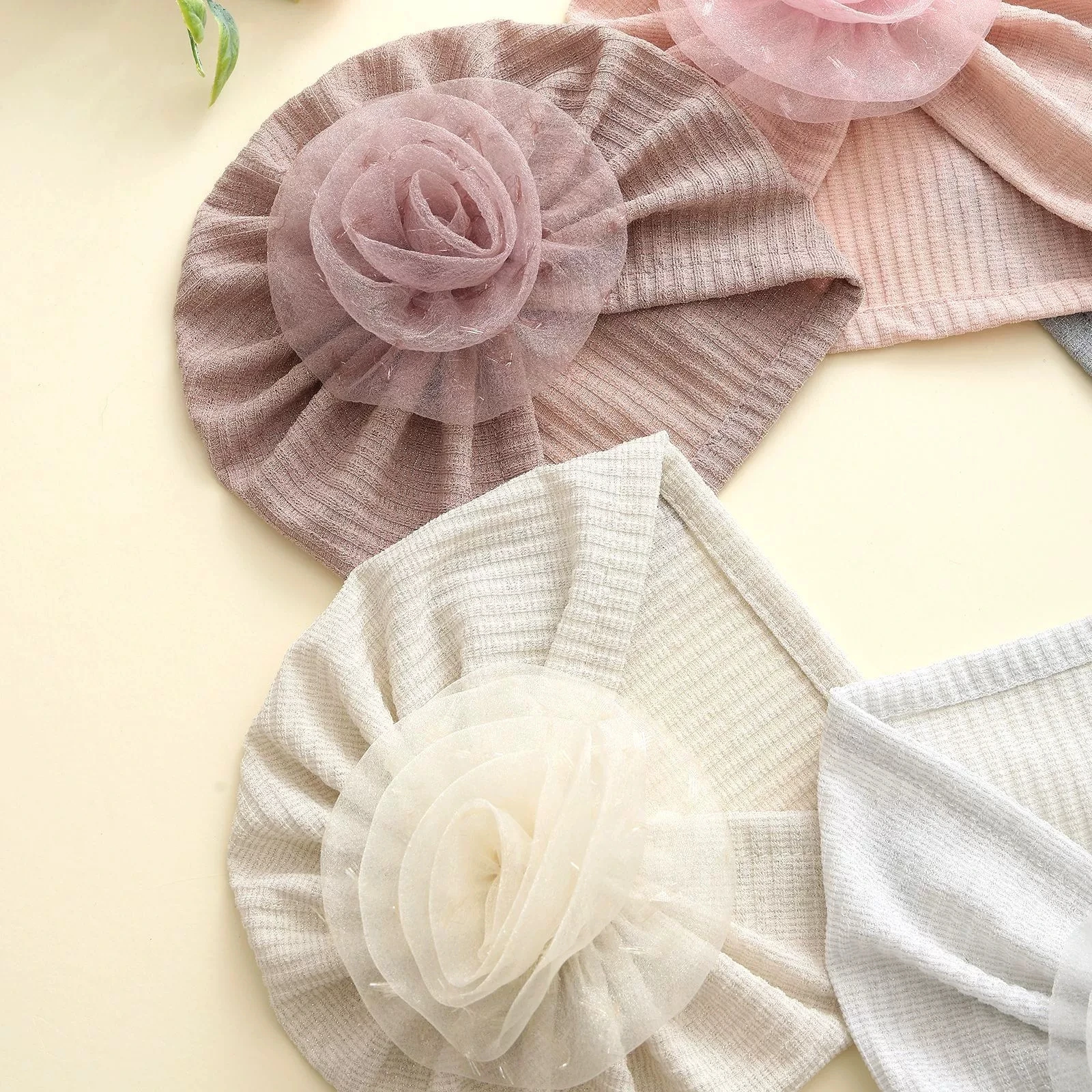 3 قطعة/الوحدة زهرة الطفل قبعة طفل الفتيات لطيف لينة قبعات صغيرة الوليد Photoprops أغطية الرأس قبعة هندية الأزهار عمامة قبعة الاطفال Gorros #3