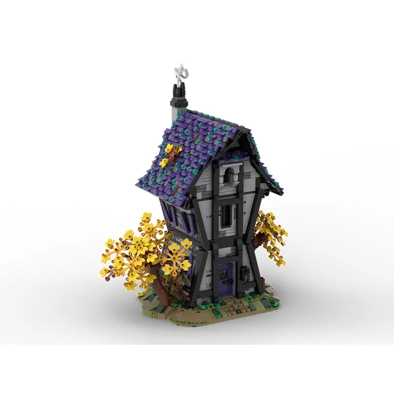 1912 Peças City Street Witches'House MOC, Blocos de Construção Modulares Personalizáveis com Tecnologia, Modelo de Design DIY para Crianças, Brinquedo de Montagem para Meninos, Presente