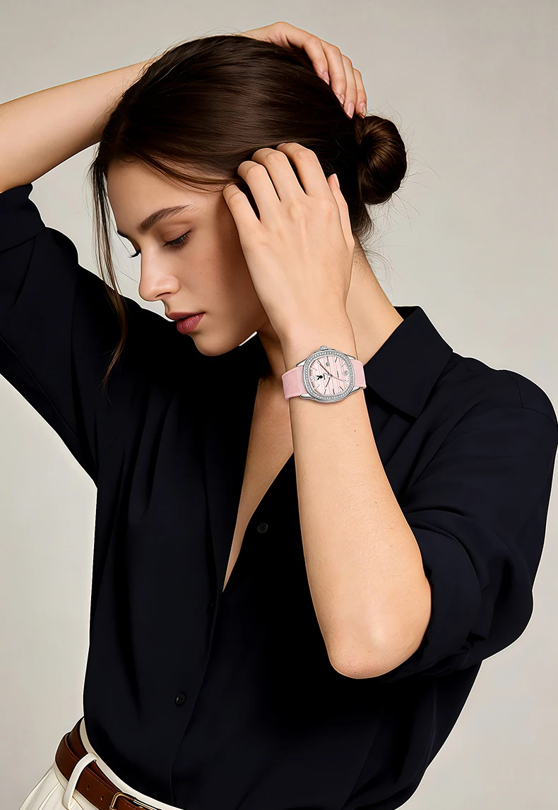 PLAYBOY 3149 Damen-Quarz-Armbanduhren, modisches Silikonarmband, Diamant-Lünette, automatisches Datum, einfache, wasserdichte Damen-Kleideruhren – Detail 1