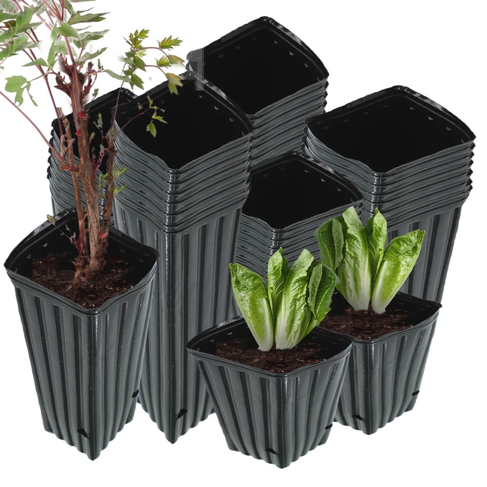 Maceta de árbol alto de plástico para vivero profundo, contenedor de plantas de flores de semillero, macetas de inicio con agujeros de drenaje para interiores y exteriores
