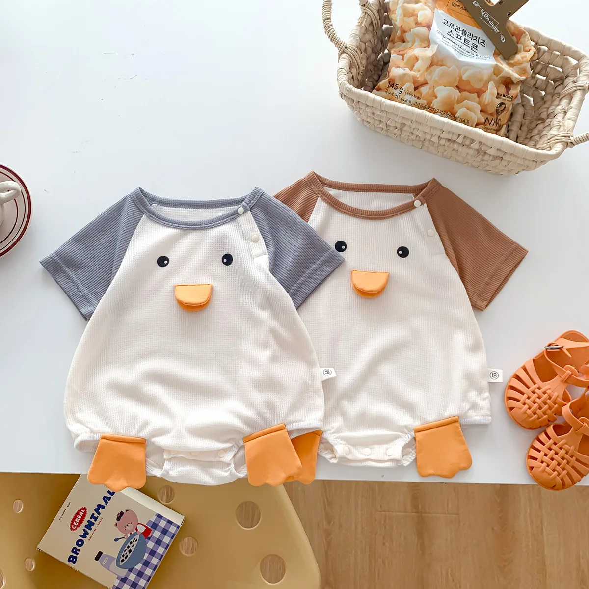 2026 Summer Baby Romper 3D Duck Pattern Short Sleeved  Infant Boys Jumpsuit Baby Clothes Cute 0-24Months  127