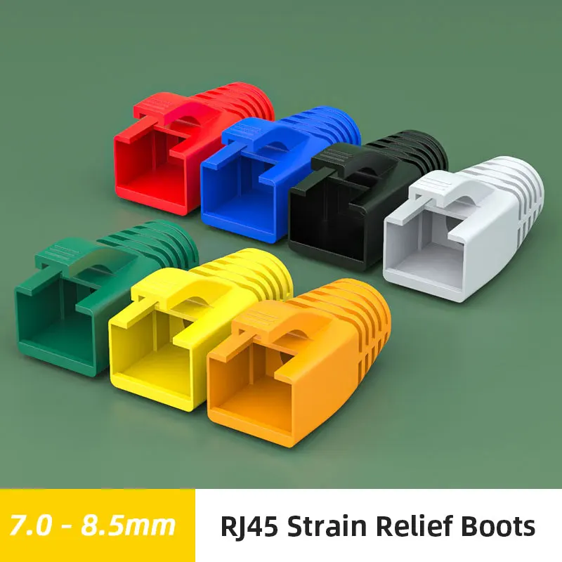 ZoeRax 50PCS RJ45 Ethernet Network Cable Strain Relief Boots Cable Connector Plug Covers for CAT8 CAT7 CAT6A (OD: 7.0mm~8.5mm)