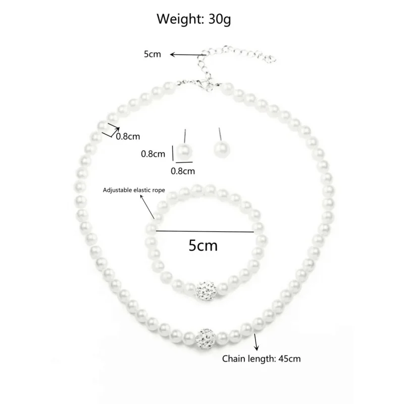 4pc Faux Pearl Beaded Jewelry Set, Elegant Gift for Parties