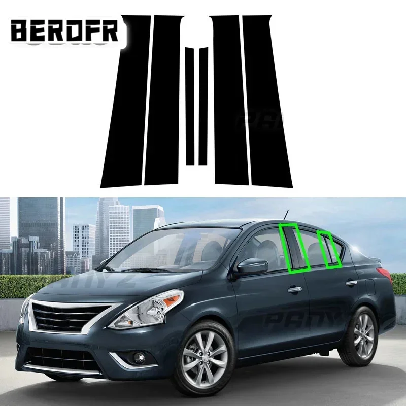 6 Pcs Car Pillar Posts Window Trim Cover BC Column Sticker Accessories for Nissan Almera Sunny Versa 2010-2019 Exterior Parts