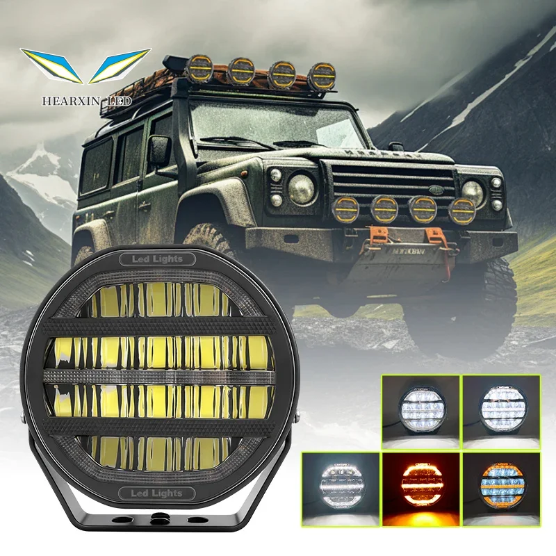 

7 Inch Round LED Work Light Super Bright Offroad Welcome Flowing DRL 12V 80V For Car SUV Spotlight ATV Jeep Truck IP68