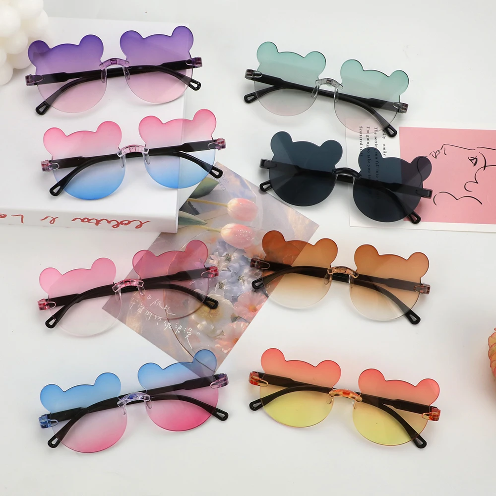 

Children Cute Bear Shape Gradient Sunglasses Fashion Outdoor UV400 Sunglasses Baby Girls Sun Protection Glasses Kid Sun Glasses