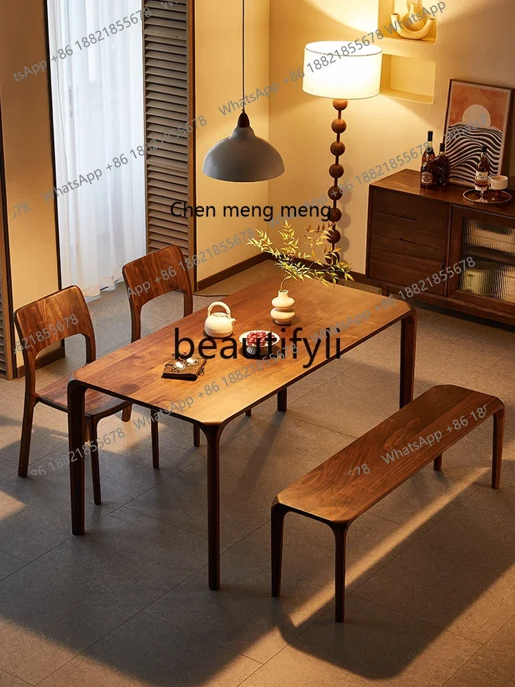 M178 North American black walnut dining table Nordic rectangular dining table Restaurant solid wood tenon table