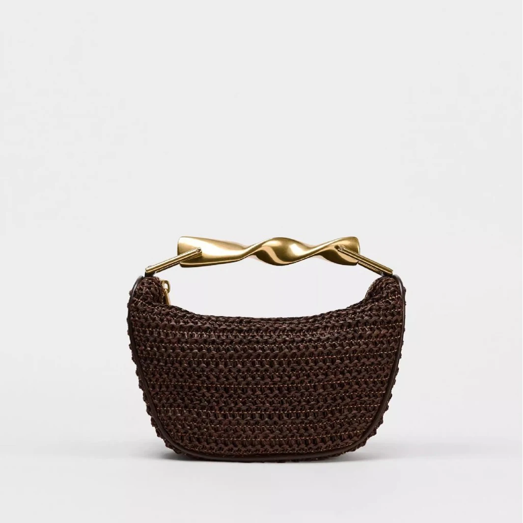 

Summer Half-Moon Beach Straw Shoulder Bags Women's Straw Bucket Bag Purse Woven Straw Handbags Casual Tote Crossbody Bag