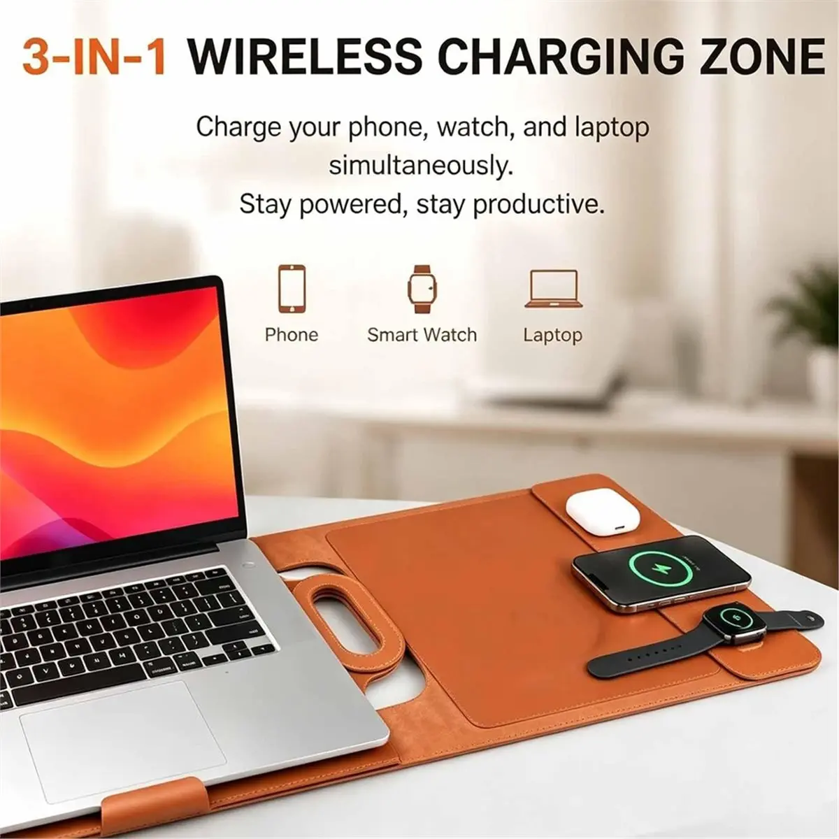 Wireless Charging Laptop Backpack with Built-in Power Bank, Water-Resistant for Work, School & Business Trips Black