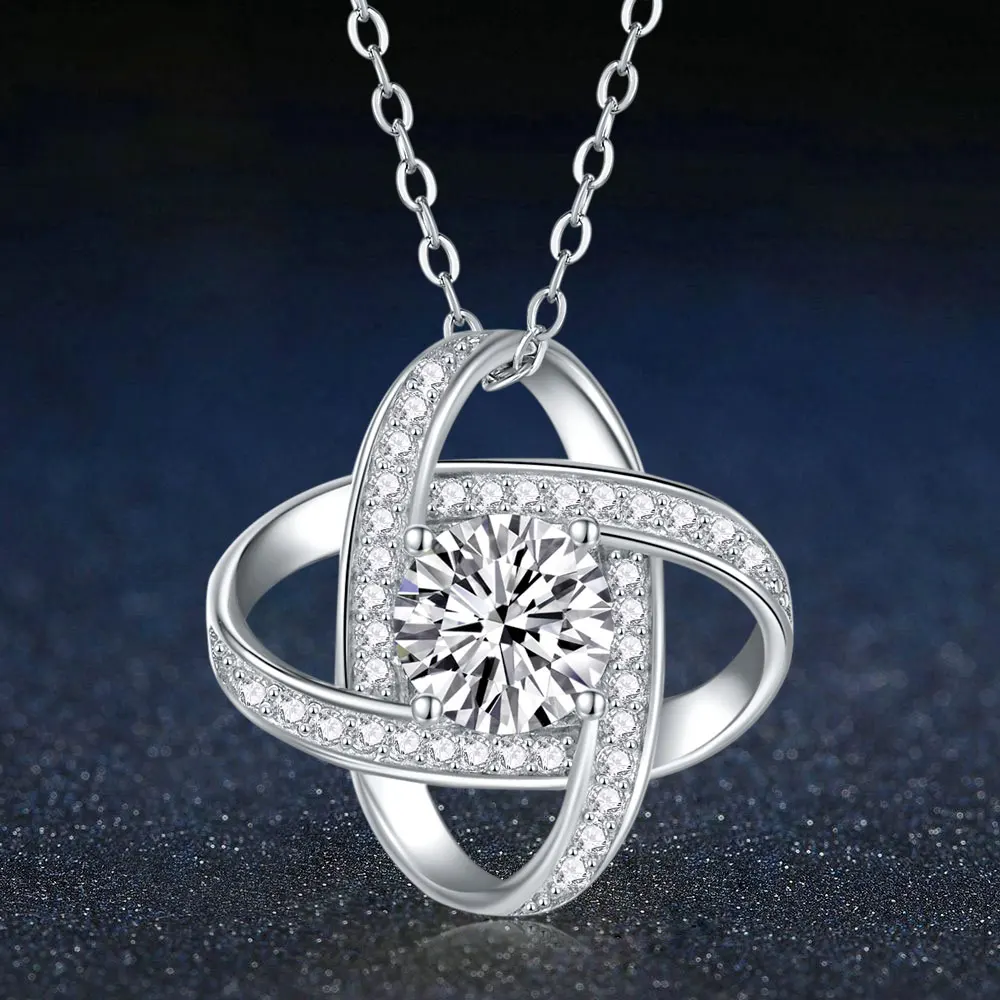 

Moissanite Diamond Necklace for Women 1 CT 925 Sterling Silver Pendant VVS1 Excellent Cut D Color Fine Jewelry Chain- Luxury