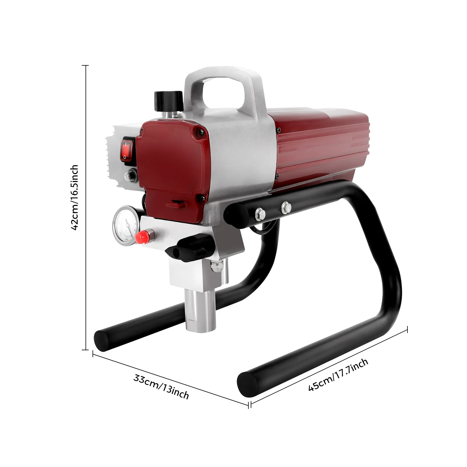 Luchtloze verfspuit, 1800W hoog vermogen, 1,8L/min doorstroom, 29,5ft slang, elektrisch spuitpistool voor muur, hekwerk, latexverf met filter