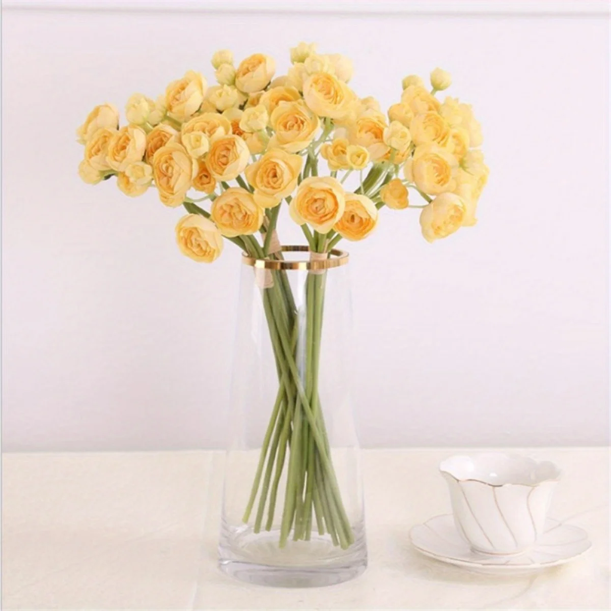 

3 Bunches Artificial Camellia Flowers for Weddings, Parties, and Home Decor, Perfect for Table Centerpieces, Wedding