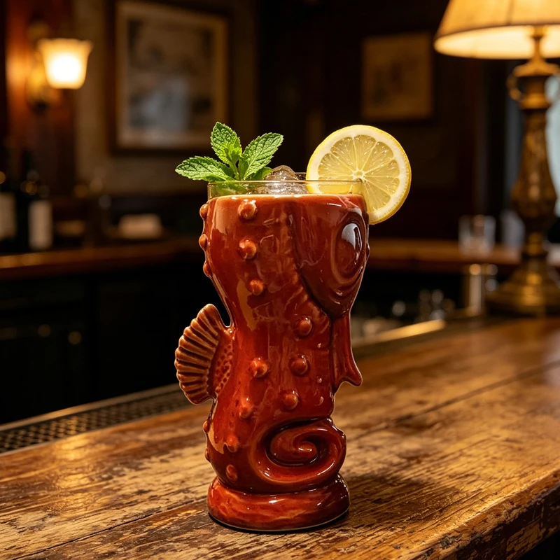 Ocean Style Seahorse Shaped Ceramic Cup Creative Hawaiian Cocktail Cup Personalized TIKI Cup Suitable for Halloween Gift Giving