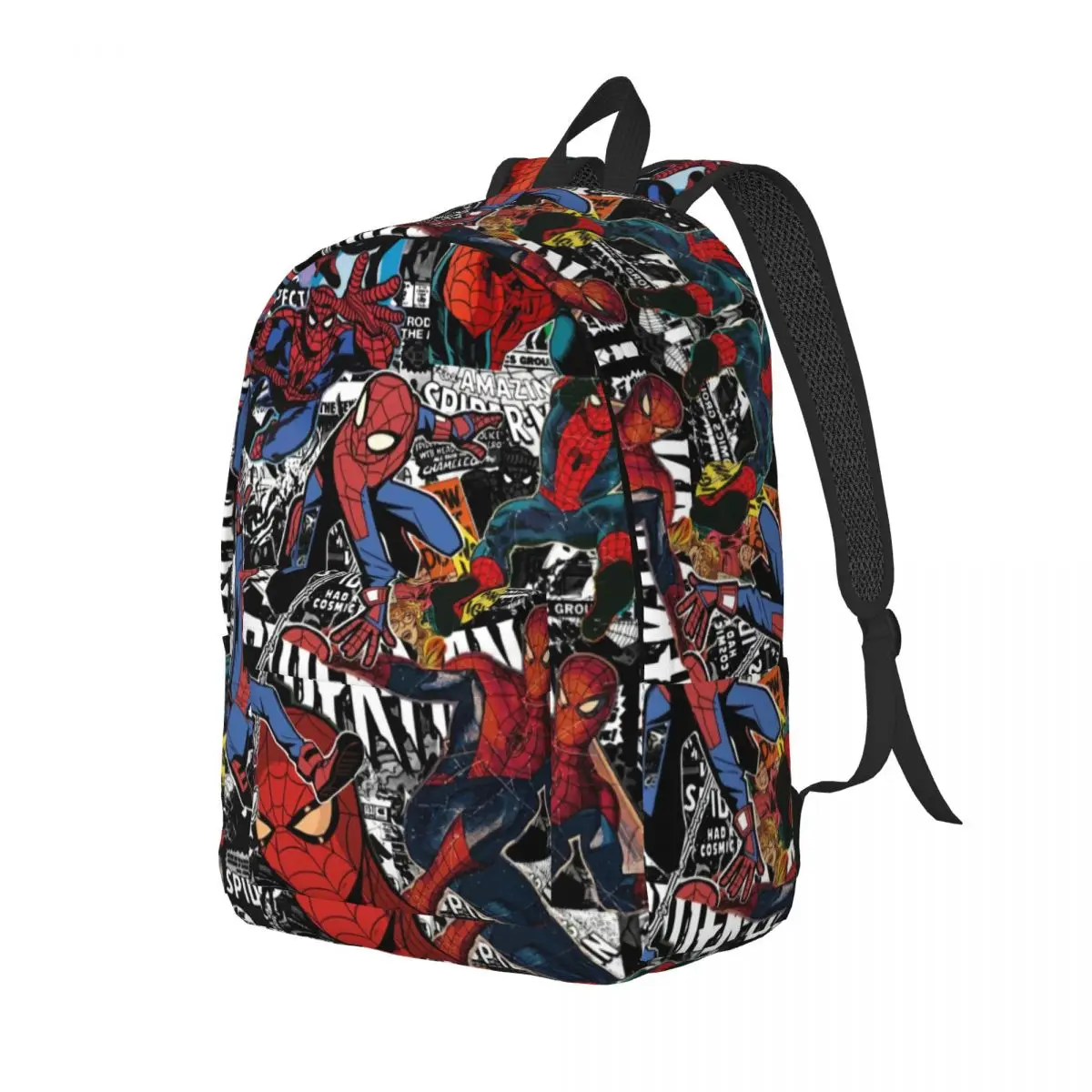 Custom Spider Man Collage Canvas Backpacks for Women Men College School Student Bookbag Fits 15 Inch Laptop Bags