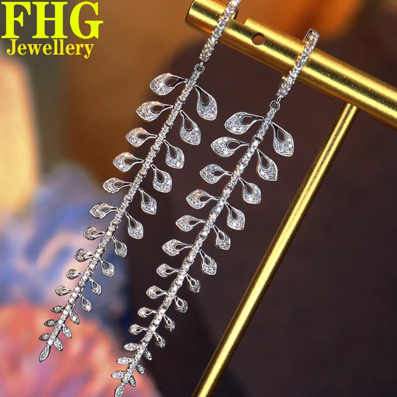 

Natural Diamonds 0.7Carat Au750 18K White Gold Natural diamond Earring tassels long 65mm diamond Earrings Wedding Party