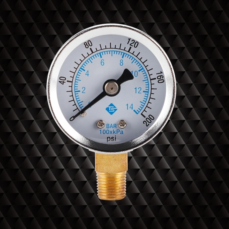 Mechanical Pressure Gauge 1/8 inch NPT Pressure Gauge for Air Oil Water 0-200psi 0-14bar High Accuracy Gauge