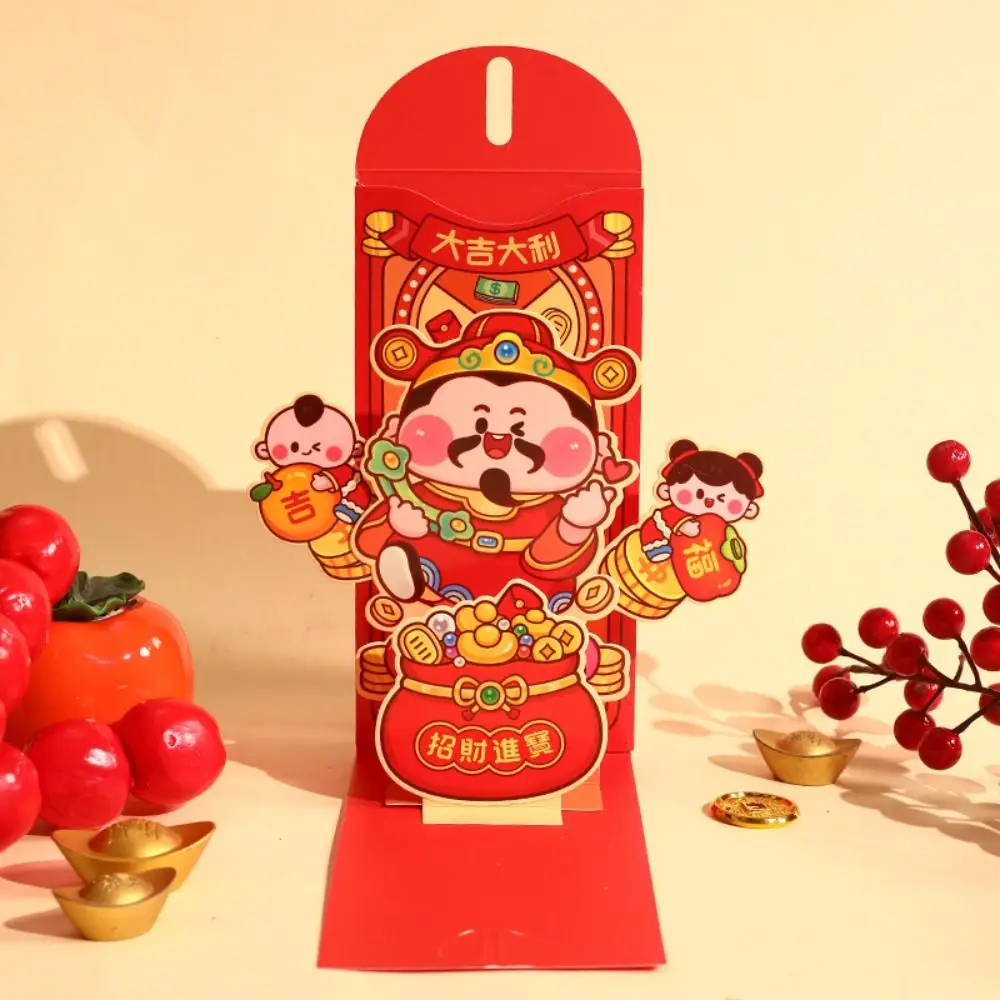 3d dobrável 2025 cobra ano envelopes vermelhos estilo chinês tradicional ano novo saco de dinheiro da sorte bênção hongbao pacote de dinheiro