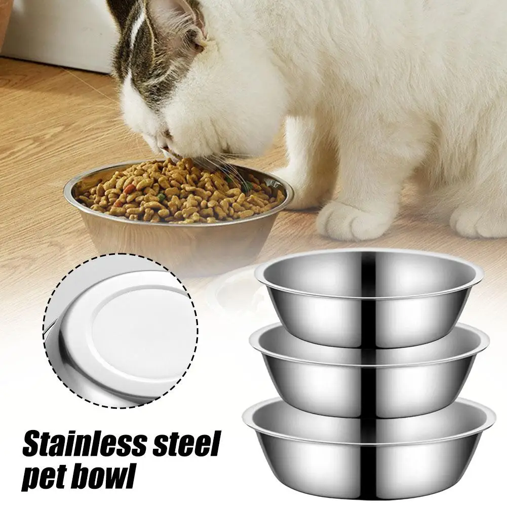 Stainless Steel Pet Bowl, Dog And Cat Food Bowl, Thickened Not Anti-fall, Deform, 1pcs Non-slip Clean Bowl, To Easy Easy To D5W1