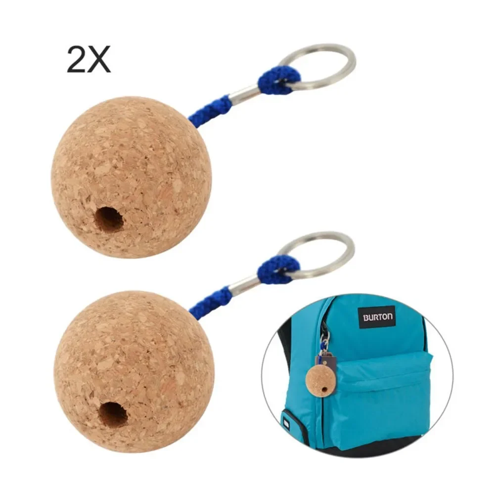 2x 50mm Floating Cork Ball Key Ring Sailing Boat Float Buoyant Rope Kayak High Quality EVA And Stainless Steel