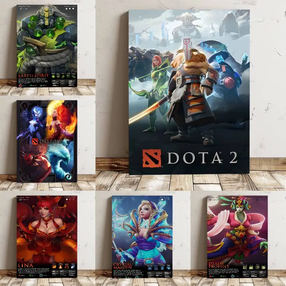 Spiel DOTA 2-Poster, hochwertiger Druck, wasserdicht, Wandkunst-Aufkleber für Bar, Wohnzimmer, Dekoration, Geschenk