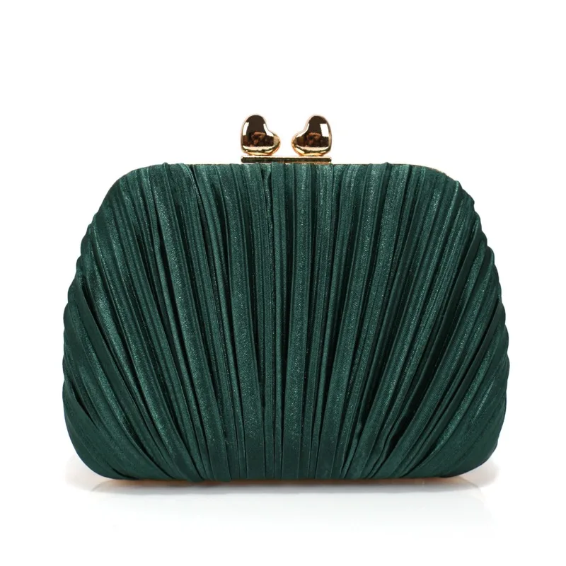 

New Silk Pleated Evening Bag for Women Romantic Shell Lady Dress Party Prom Clutch Bag Wedding Party Small Square Bag