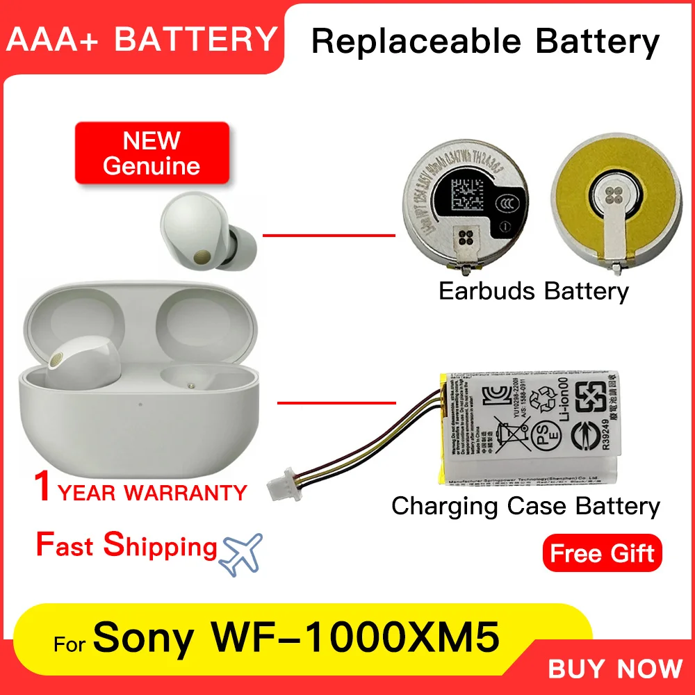 Genuine New ZeniPower ZP 3.85V 90mAh Battery For SONY WF-1000XM5 1000XM5 XM5 Bluetooth Earbuds Headset Batteria+Free Tools