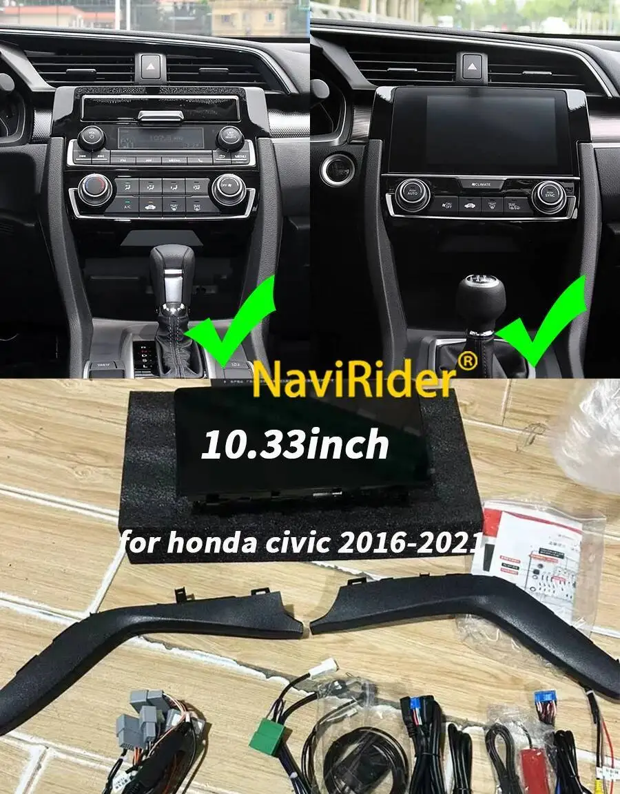 Yes Dual System Android 14 For Honda Civic 2016-2021 Car Video Play Radio Gps Navigation Octa Core 8G 256G 1600*720 Android Auto