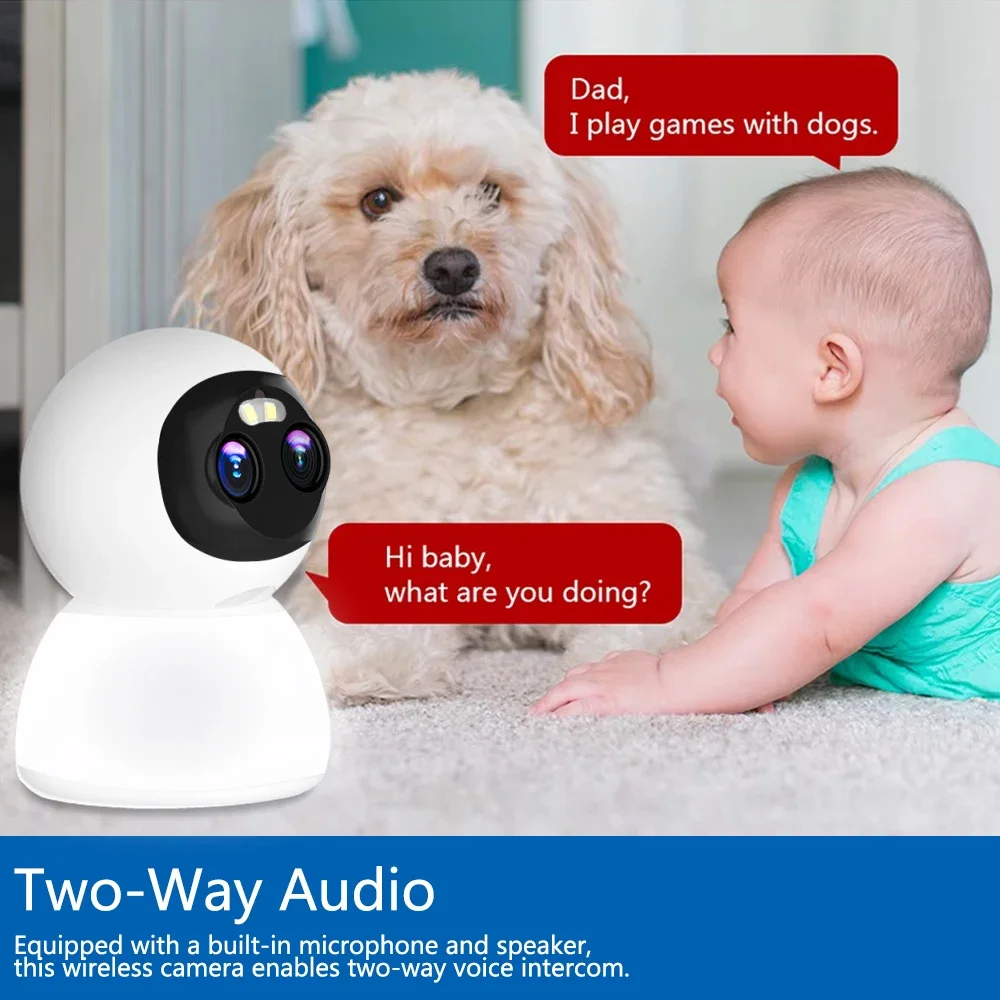 8MP Carecam APP 10X Zoom PTZ IP Camera Security WiFi Dual Lens Color Night Vision Outdoor Auto tracking Intercom Baby Monitor