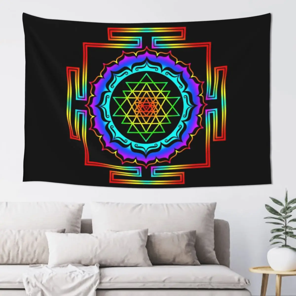 

Shri Yantra - Cosmic Conductor of Energy, Rainbow Tapestry Room Decoration Accessories Carpet Wall Bedrooms Decorations Tapestry