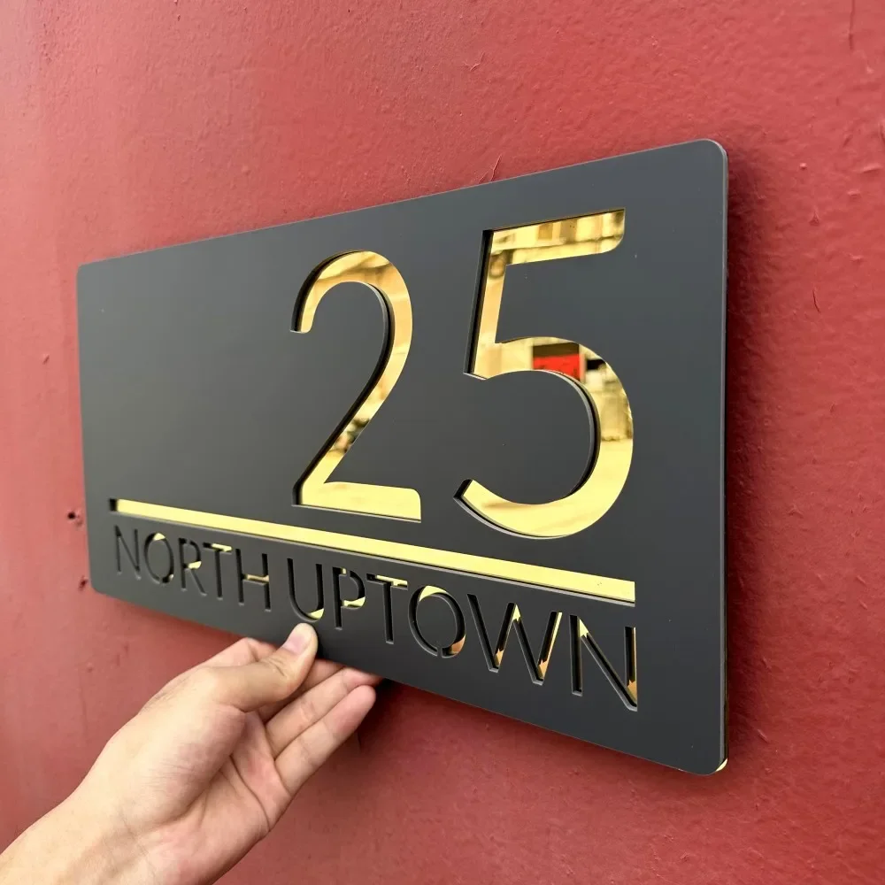 Custom Exterior House Number Plate 3D Acrylic Cutting Plate Personalized Outdoor Residential Street Number Plate Door Sign Gift