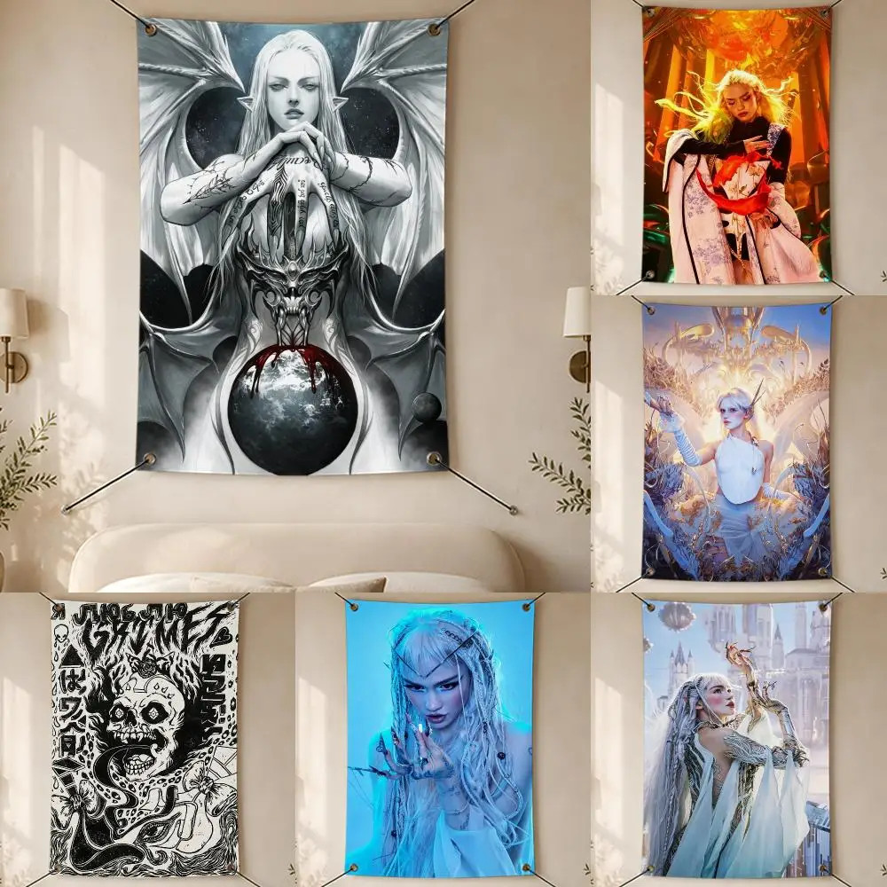 Music Electronic Artist Grimes Flags Indoor Outdoor Decorative Flag Banner for Wall Garden Yard Porch Patio Home Party Decor