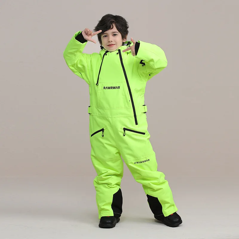 2023 Winter New Kids One-Piece Ski Suit Girls Boys Snowboard Suit Overalls Warm Children Ski Set Jumpsuits Windproof Waterproof