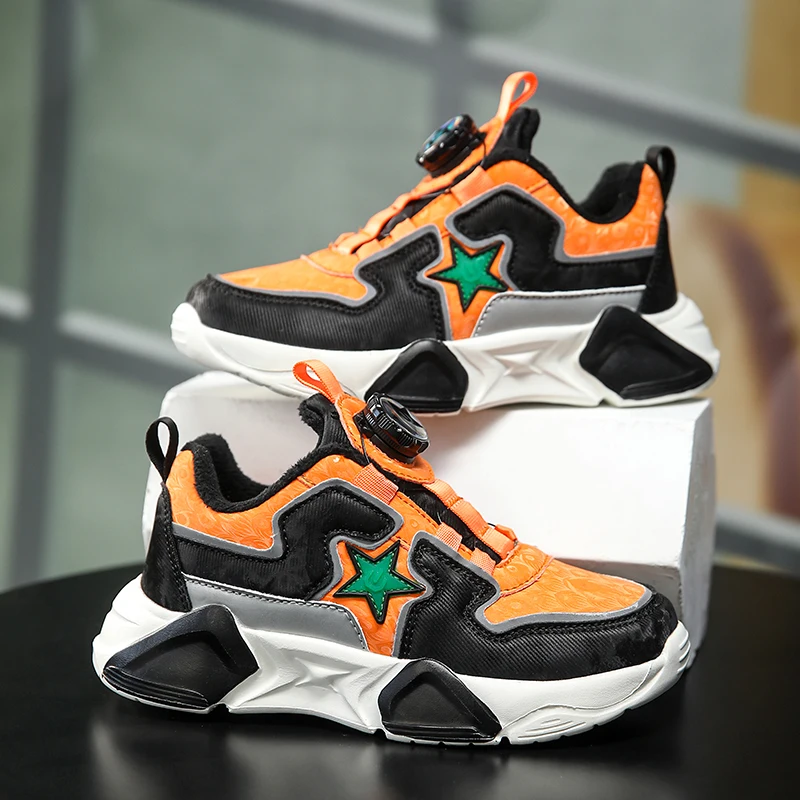 

Детские кроссовки, зимняя теплая хлопковая обувь для детей, повседневная спортивная обувь, нескользящие износостойкие плюшевые кроссовки для мальчиков и девочек