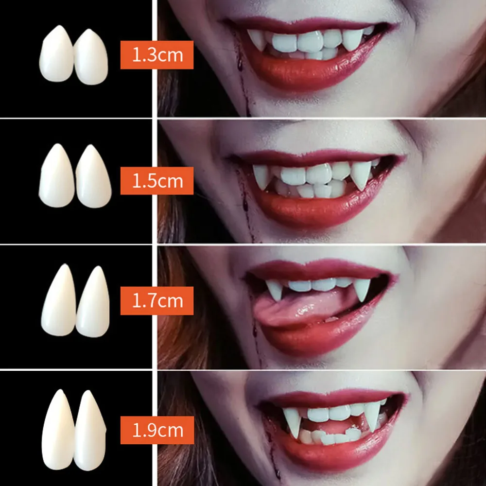 1 Pair Halloween Vampire Teeth Fangs Dentures Prop Party Costume DIY Cosplay Props Fake Teeth Resin Fangs Zombie Masquerade Prop