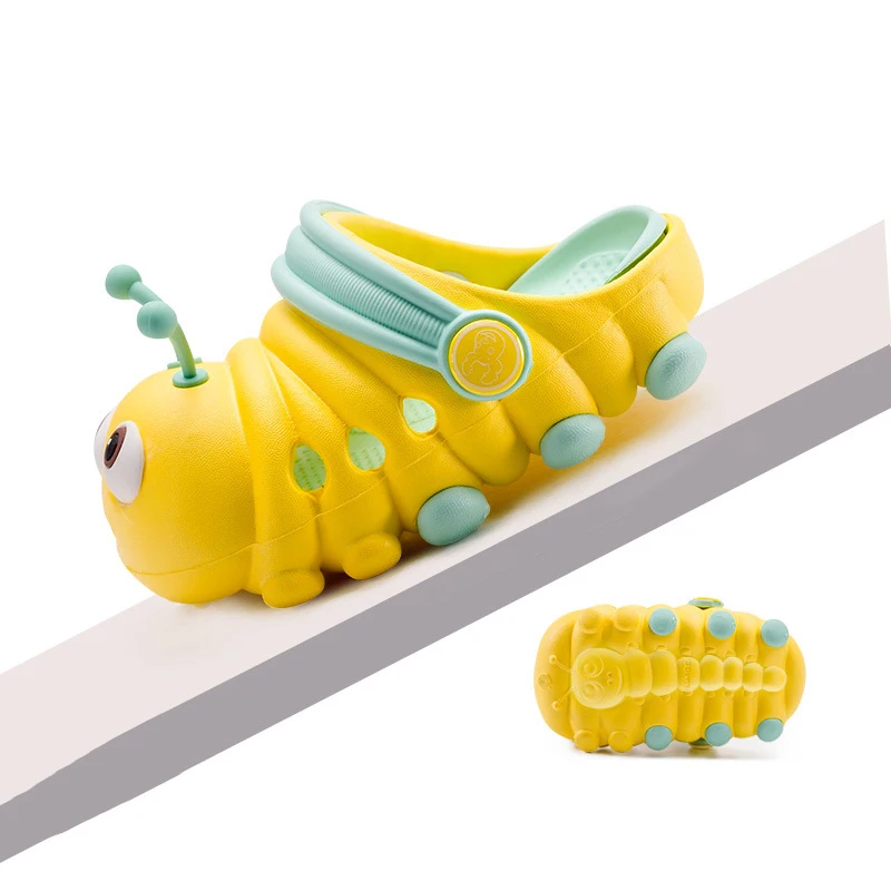 Mo Dou New Summer Shoes for Kids Cute Slippers Lovely Children Baby Slides Cartoon Caterpillar EVA Soft Beach Non Slip Flat