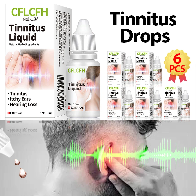 

6pcs Otitis Media Cure Tinnitus Treatment Drops 10ml Ear Ringing Relief Oil Hearing Loss Improvement Earache Relieving Medicine