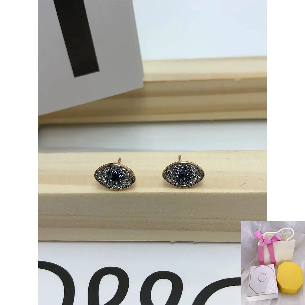 

2024 New Hot Selling Fashion Devil's Eye Blue Crystal Rose Gold Earrings Romantic Holiday Gift